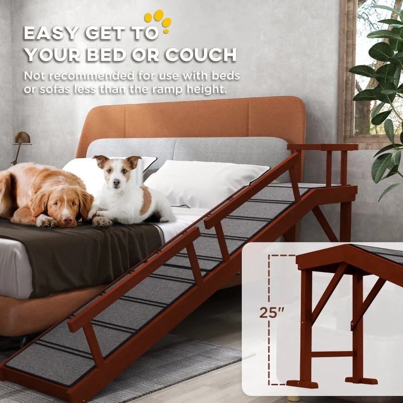 PawHut Wooden Dog Ramp With Removable Guardrails, Non-Slip Surface, 73 Long, Brown — imagen 5