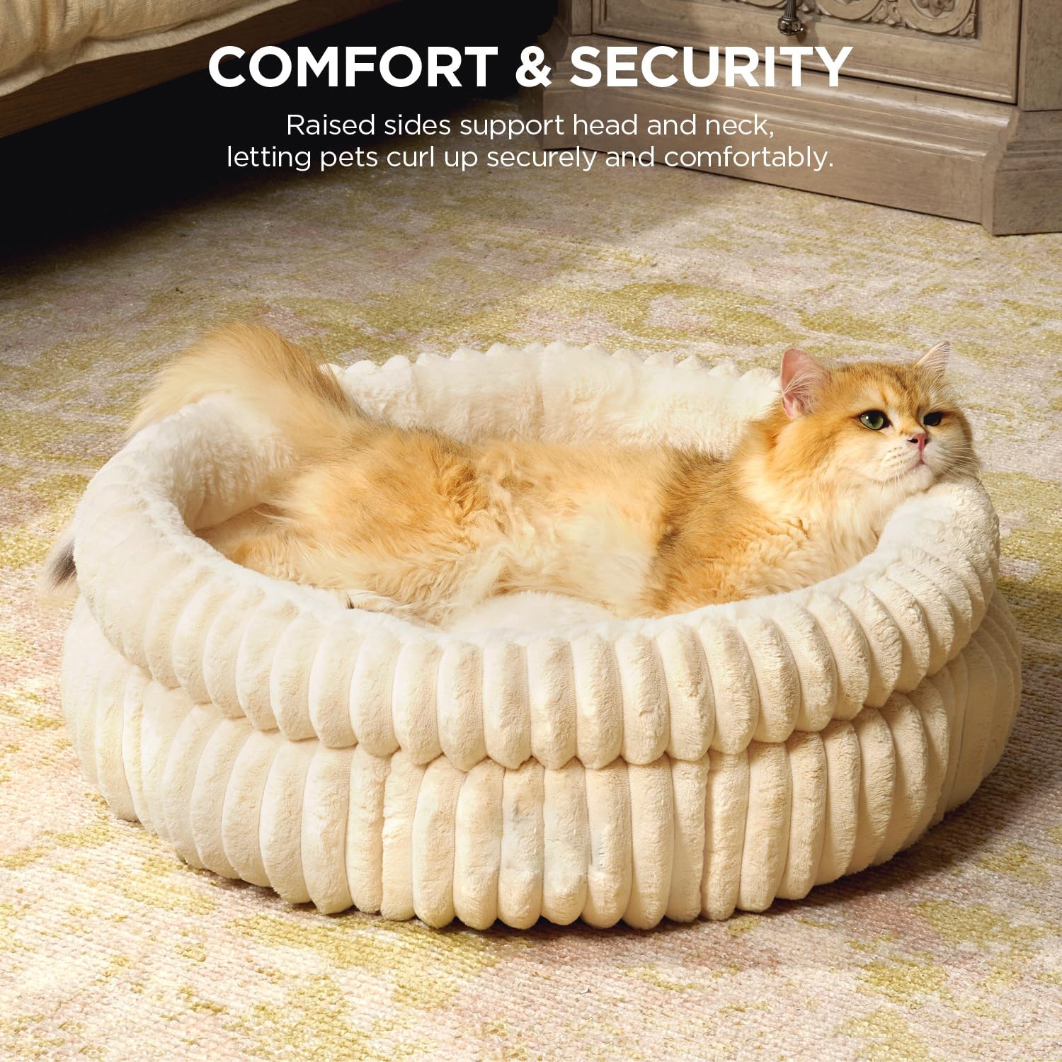 High-Quality Rabbit Fur Round Pet Bed for Dogs and Cats, Warm and Thick Small Dog Mat and Cat Sofa — image 3