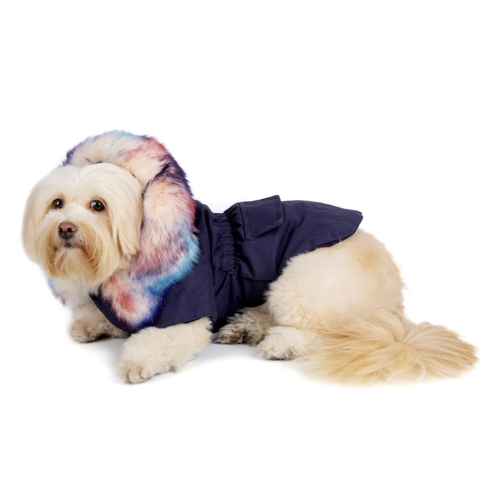 Autumn And Winter Pet Fur Collar Military Coat Faux Fur Warm Belt Buckle Quilted Dog Coat — image 1