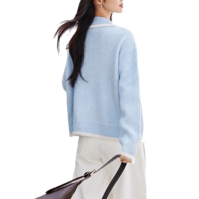 Imitation mink fur contrasting sweater jacket for women — image 6