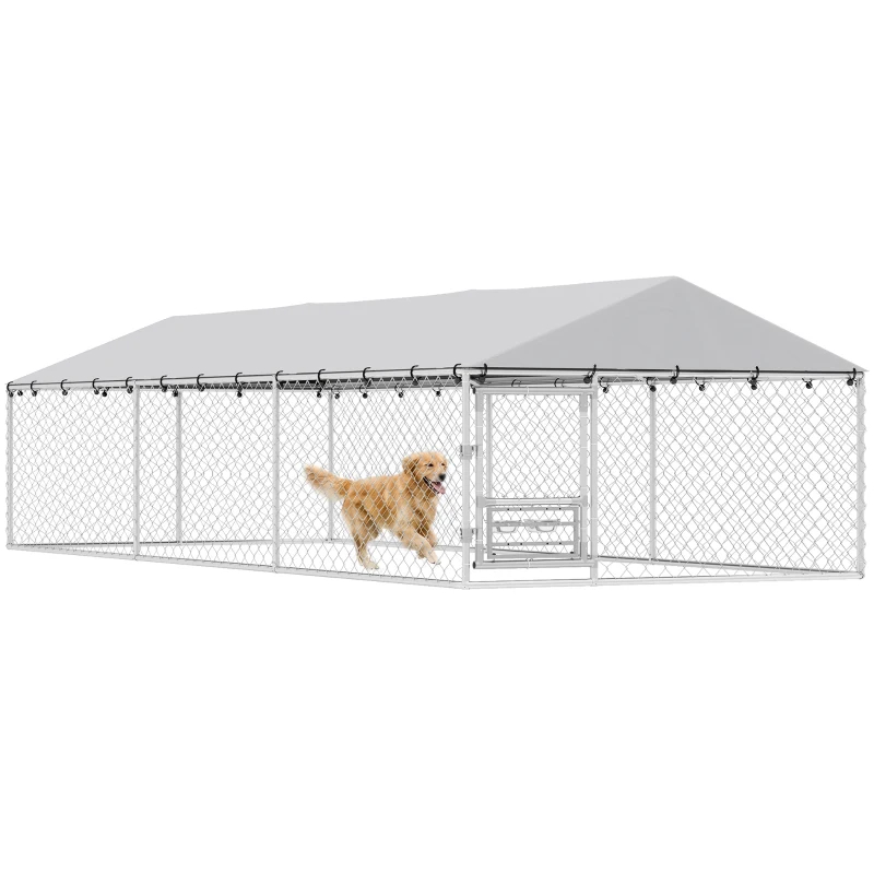 PawHut Dog Kennel Outdoor Dog Run Waterproof UV-Resist Cover Lockable Door Adjustable Bowls 20 X 7.5 X 5ft, Multiple Packages — image 6
