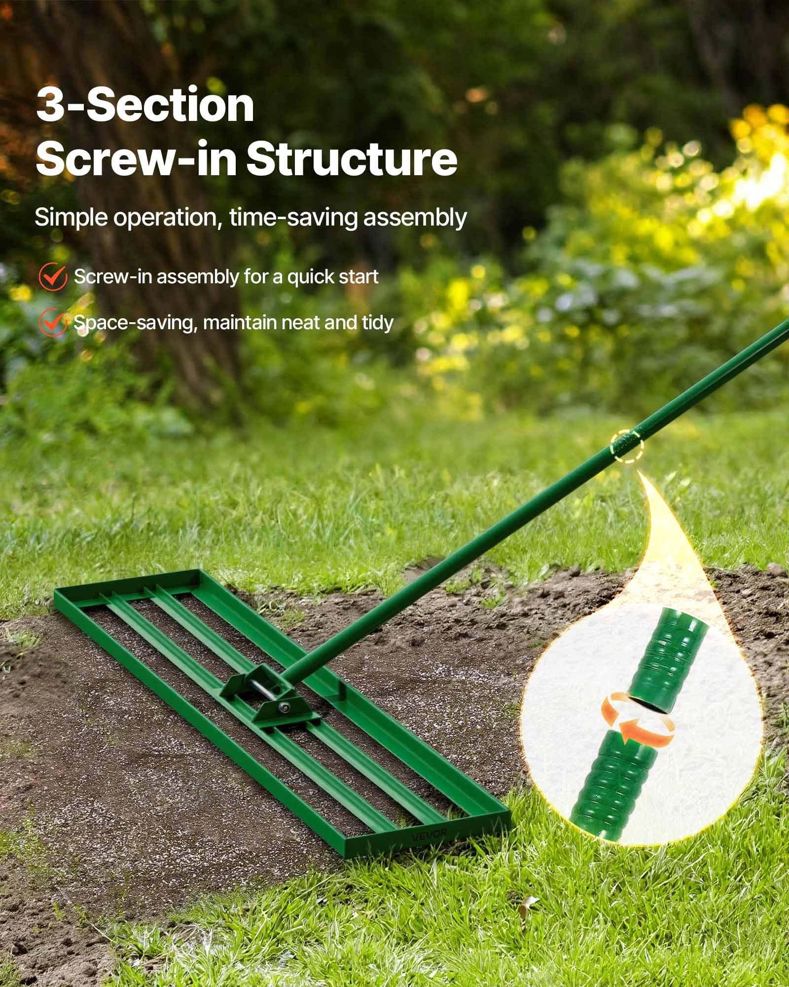 Lawn Leveling Rake, 48"x10" Level Lawn Tool, Heavy-duty Lawn Leveler With 78" Steel Extended Handle, Yard Leveling Rake Suit For Garden, Golf Lawn, Farm — imagen 4