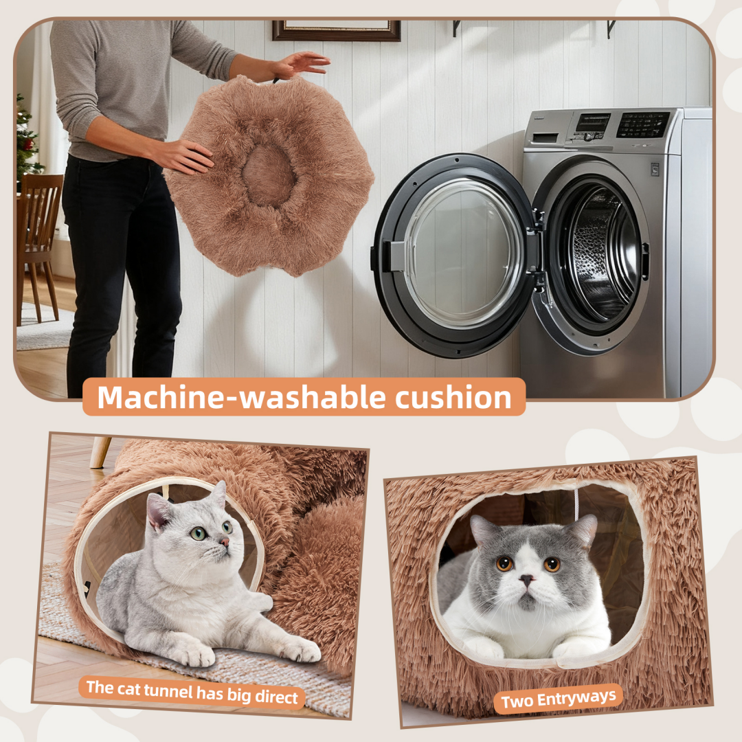 Túnel para Gatos con Caja de Descanso, Túnel en forma de Donut con Escondite Plush para Gatos y Kitten — imagen 16
