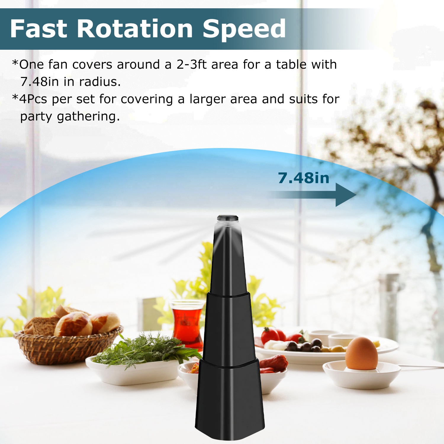 4 Piezas de Ventilador Repelente de Moscas para Verano, de Mesa, a Pilas, Disuasor de Insectos, Ventiladores Colgantes para Comida, Fiestas, BBQ, Picnics y Camping — imagen 2