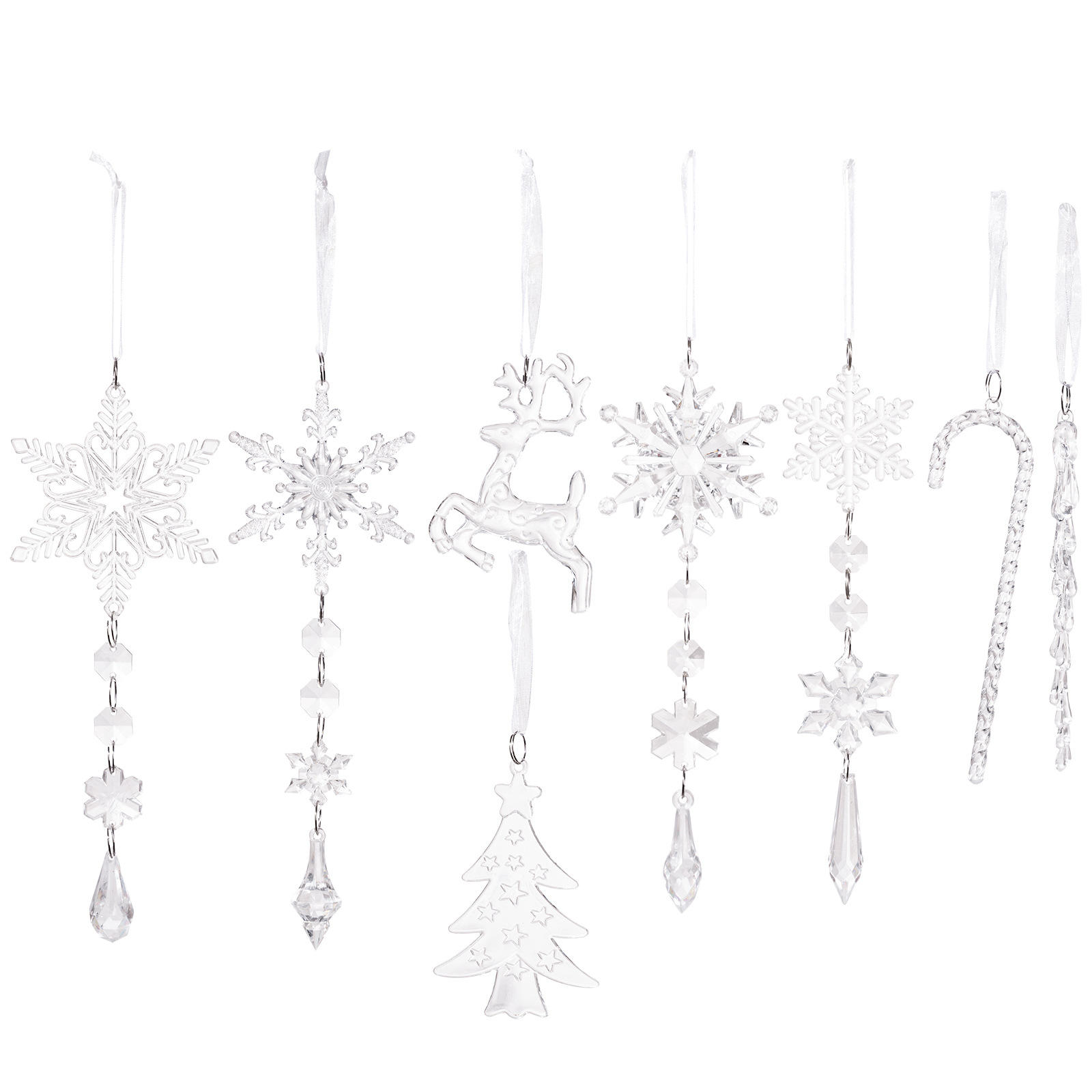 Pendientes de Columna de Hielo Transparentes de Elfo Navideño 8PC — imagen 2