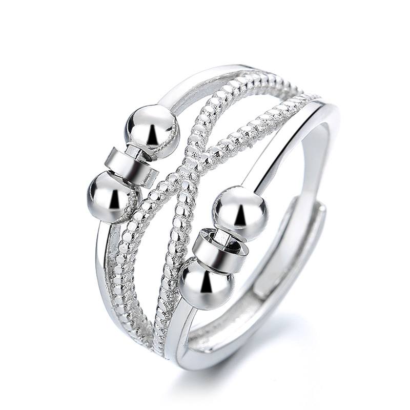 Rotatable Ring With Open Design Fashion Double-layered Hollow Line Anxiety Relief Rings For Women — image 2