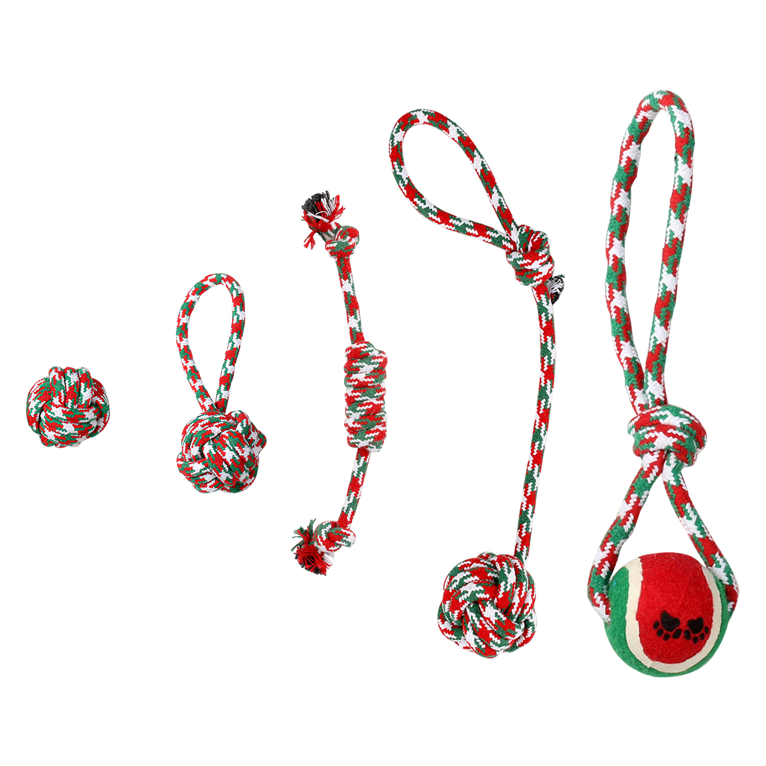 Conjunto de 5 Piezas de Juguetes de Cuerda Navideños para Perros - Interactivos y Seguros — imagen 10