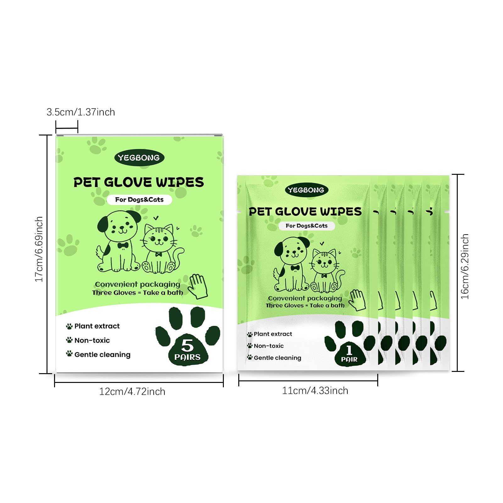 YEGBONG Disposable Pet Glove Wipes, 5 Pieces — image 2