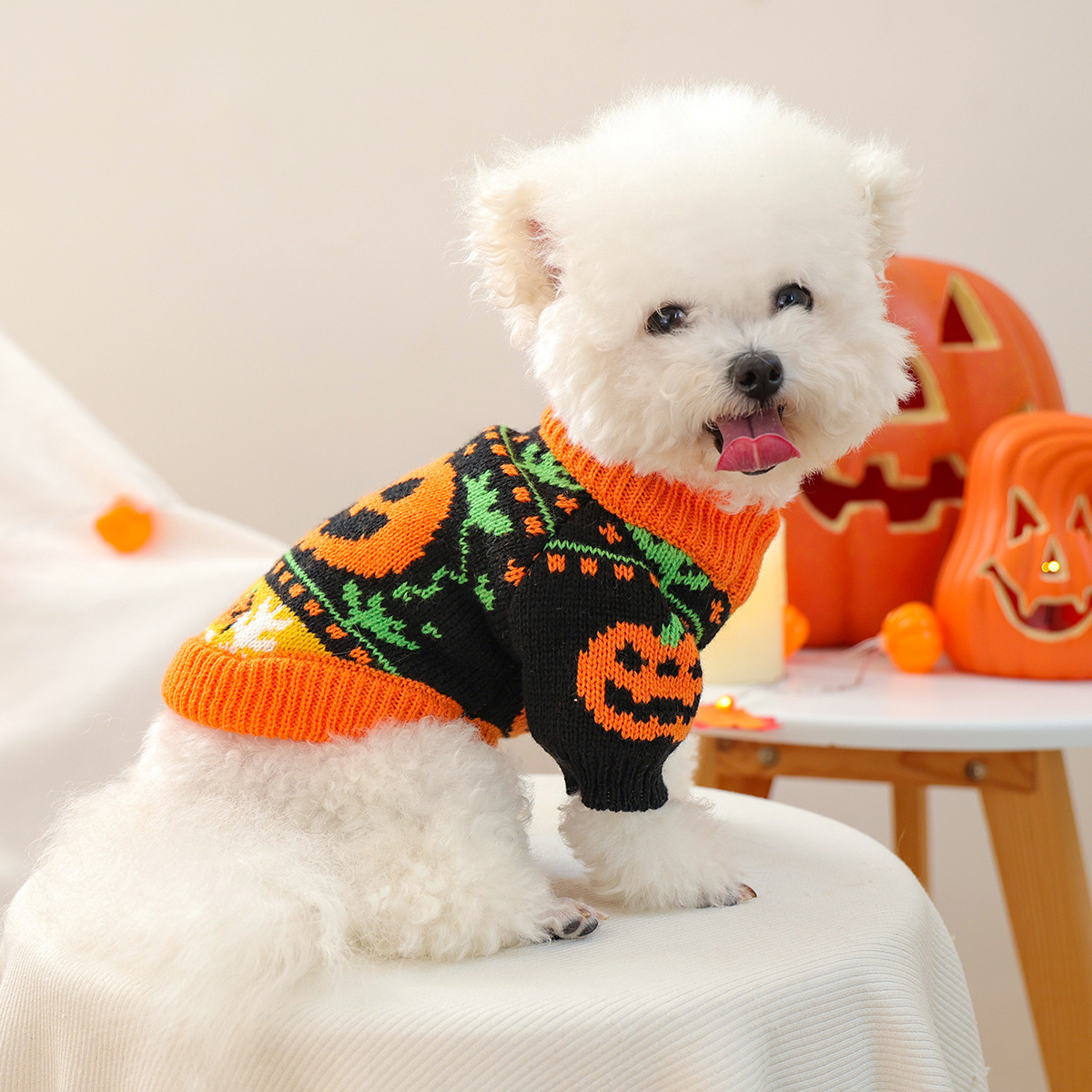 Pet Clothes Autumn Winter Cartoon Pumpkin Design Small Dog Puppy Pumpkin Halloween Sweater — image 3