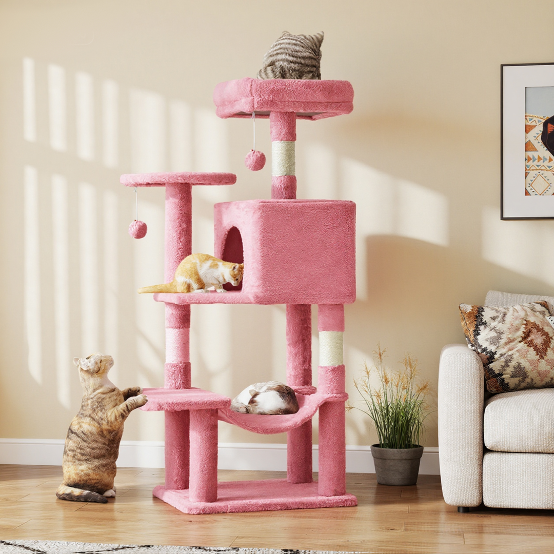 Torre para Gatos de Alto Rendimiento: Arbol Climático con Postes de Escarbar de Sisal Natural — imagen 25
