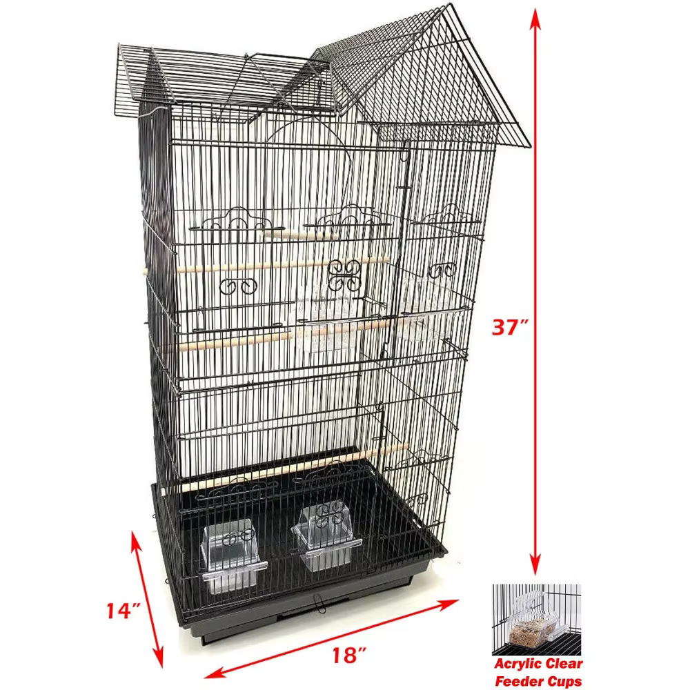 38-Inch Large Bird Cage with Toys & Ladder, Double Roof, Side Nest Doors for Cockatiels, Conures, Parakeets — image 2