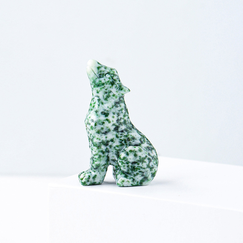 Natural crystal wolf cub carving piece, crystal animal raw stone, mineral specimen, home decoration ornament — image 14
