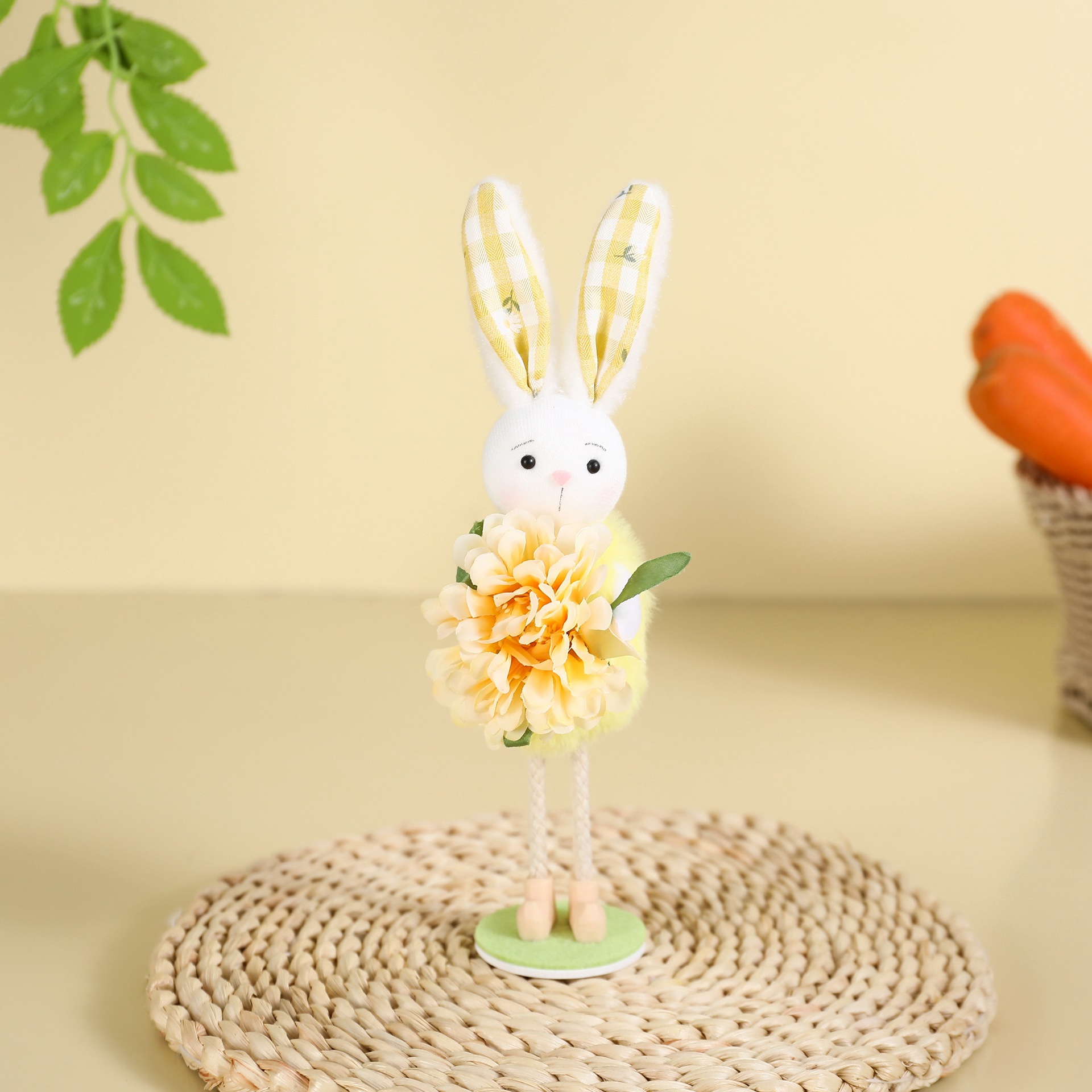 Figura de Conejo para Decoración de Pascua que Se Pone en Pie para Salón, Chimenea o Fiesta con Flores — imagen 3