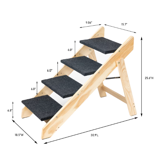 Wooden Foldable 4-storey Pet Stairs And Ramps — image 6