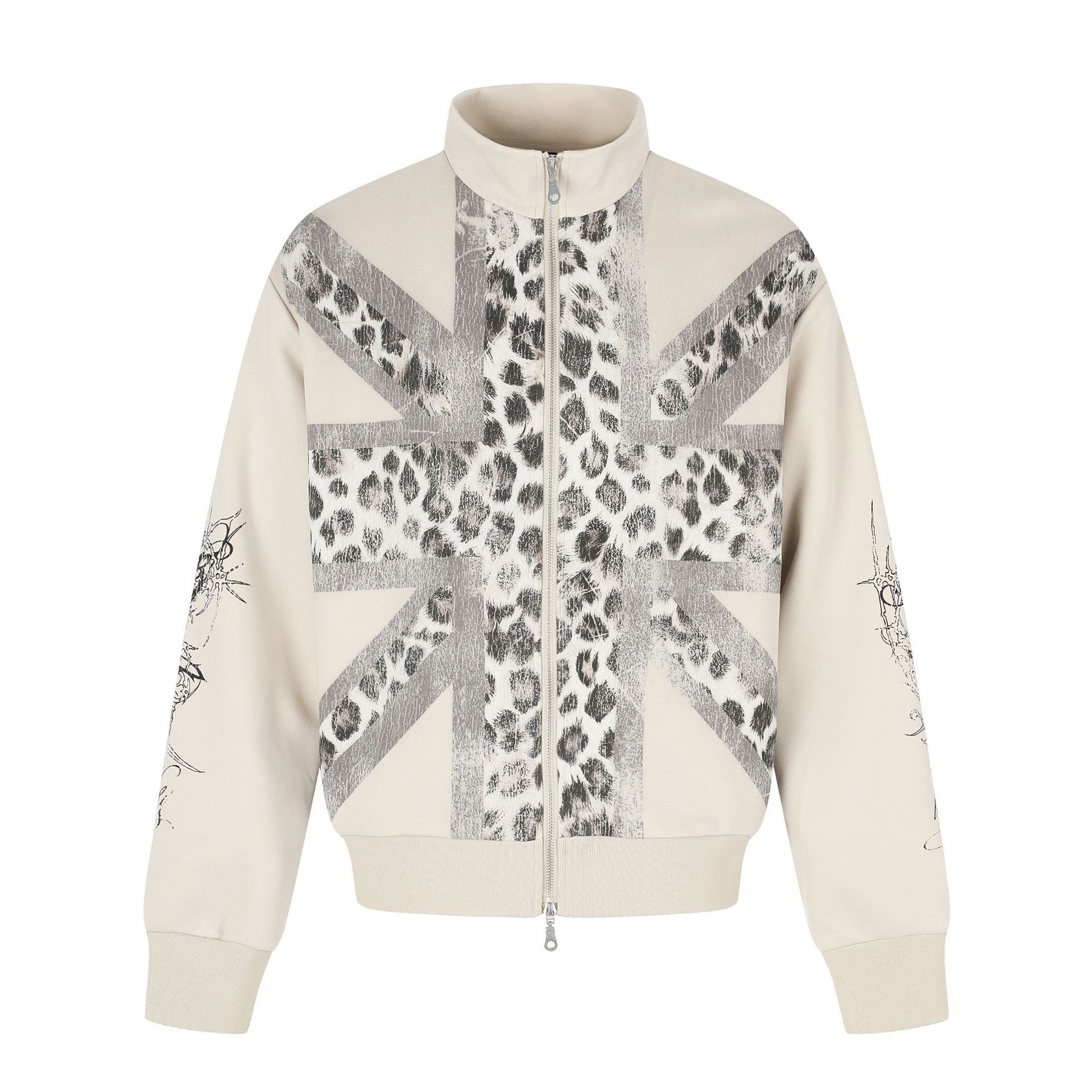 Street Style Leopard Print Loose Zip-Up Stand Collar Hoodie — image 7