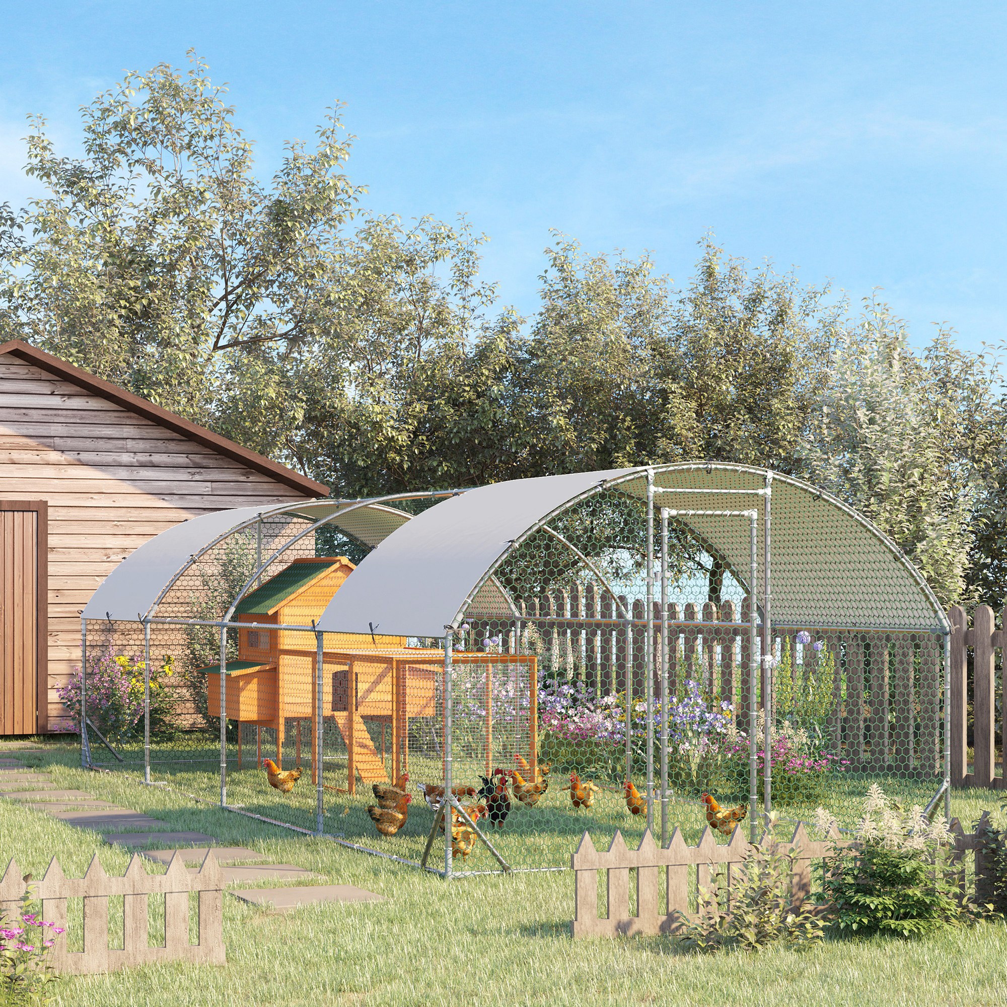 Casa de Pollos Metálica Grande con Cubierta Impermeable y Anti-UV para Jardín, Exterior, Pato, Conejo, 9.2 x 24.9 x 6.5 — imagen 1