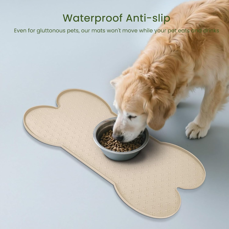 Dog Food Mat Anti Slip Silicone Dog Bowl Mat Thicker Pet Placemat Waterproof Cat Feeder Pad With Raised Edge Puppy Kitten Feeding Mats Suitable Small Medium-Sized Dogs Cats Eating Tray — image 4