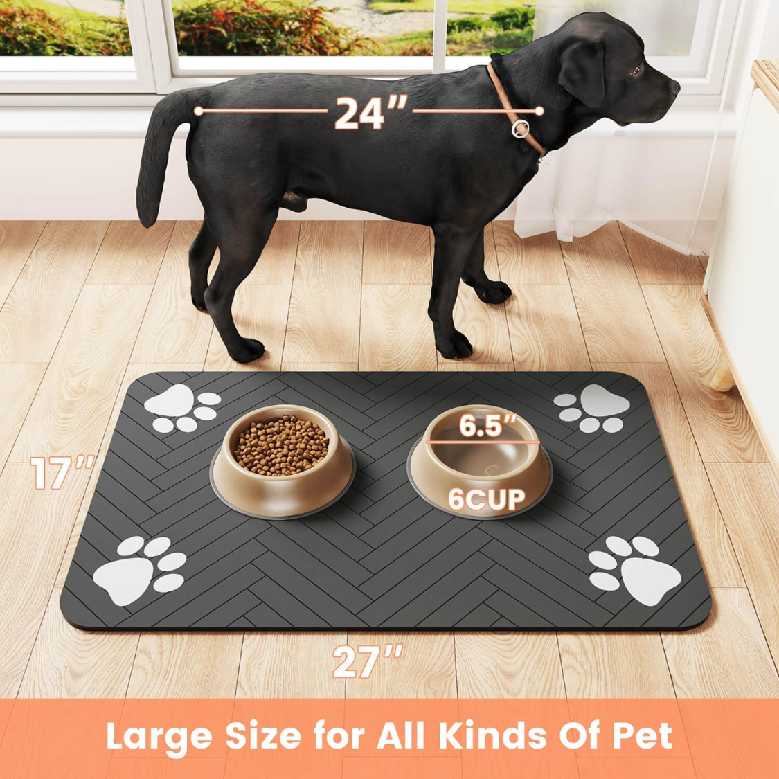 Manta de Alimentación para Mascotas Absorbente - Placemat para Comida y Agua con Base de Goma Impermeable — imagen 5