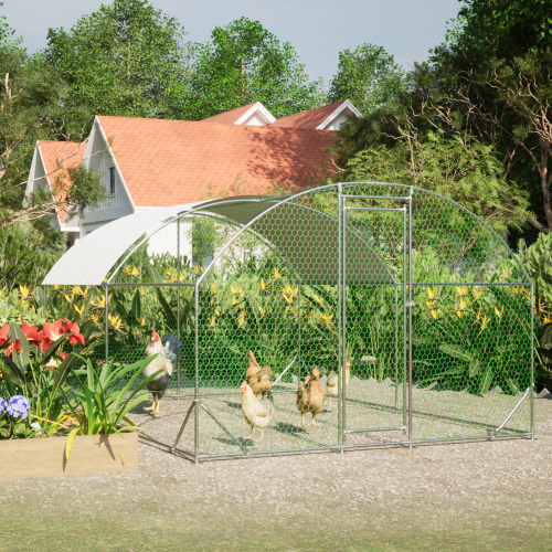 Large Chicken Coop Metal Chicken Run With Waterproof And Anti-UV Cover, Dome Shaped Walk-in Fence Cage Hen House For Outdoor And Yard Farm Use, 1 Tube Diameter, 9.84 X 13.12 X 6.56 — imagen 4