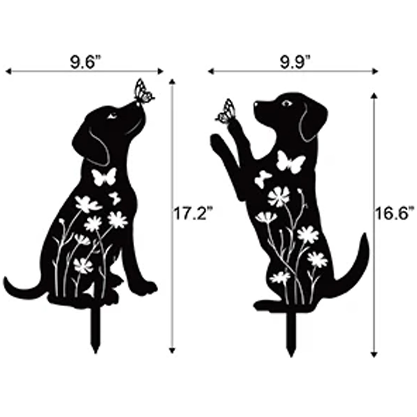 2 decoraciones de jardín de perro metálicas, adorables estacas con silueta de cachorro, decorativas para exteriores — imagen 6