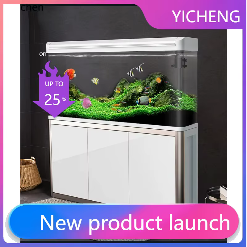 LYY fish tank aquarium household large, medium and small balcony fish tank glass living room goldfish tank — image 1
