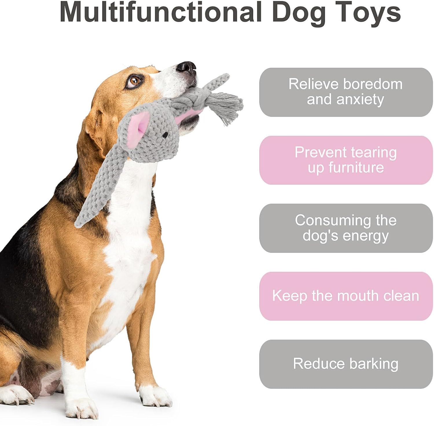 Dog Toys Dog Squeaker Toys With Crinkle Paper Stuffed Animal Dog Plush Chewing Toy Cotton Rope Interactive Toys For Puppy Small Middle Dogs — image 7