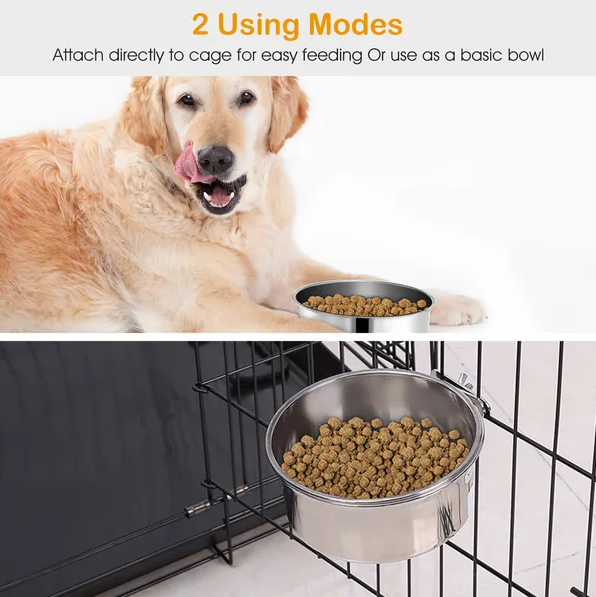 Bol de Alimento para Perros en Acero Inoxidable Suspendido con Soporte Desmontable — imagen 3