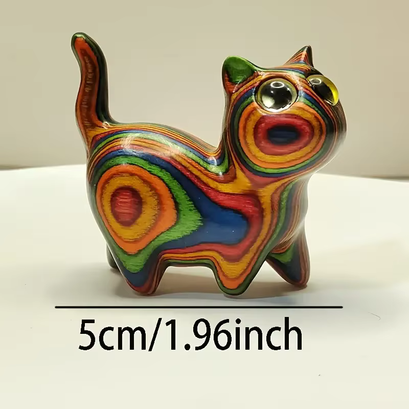 Gatito de Madera Pintado, Escultura de Madera Creativa, Pequeña Estatua Decorativa de Gato Para Entrada del Hogar en Festividades — imagen 4
