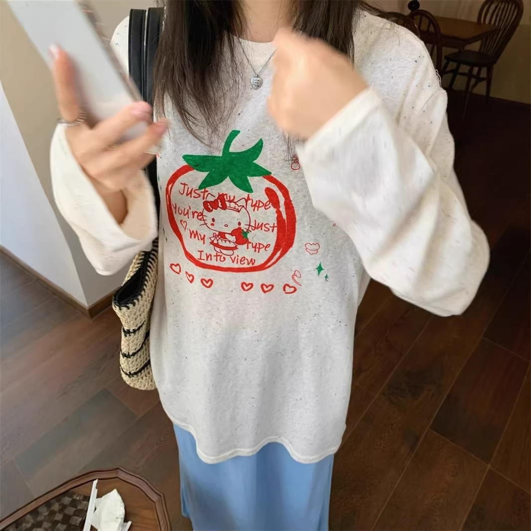 Dot Tomato Cat Long Sleeve T-Shirt for Women — image 4