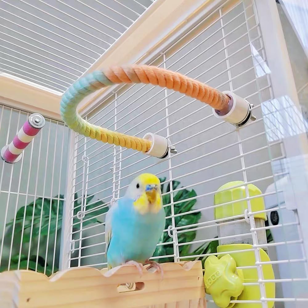 Percha de Cuerda Colorida en Gradiente para Jaulas de Aves - Accesorio de Escalada y Entretenimiento para Canarios, Cacatúas y Glideres de Azúcar — imagen 3