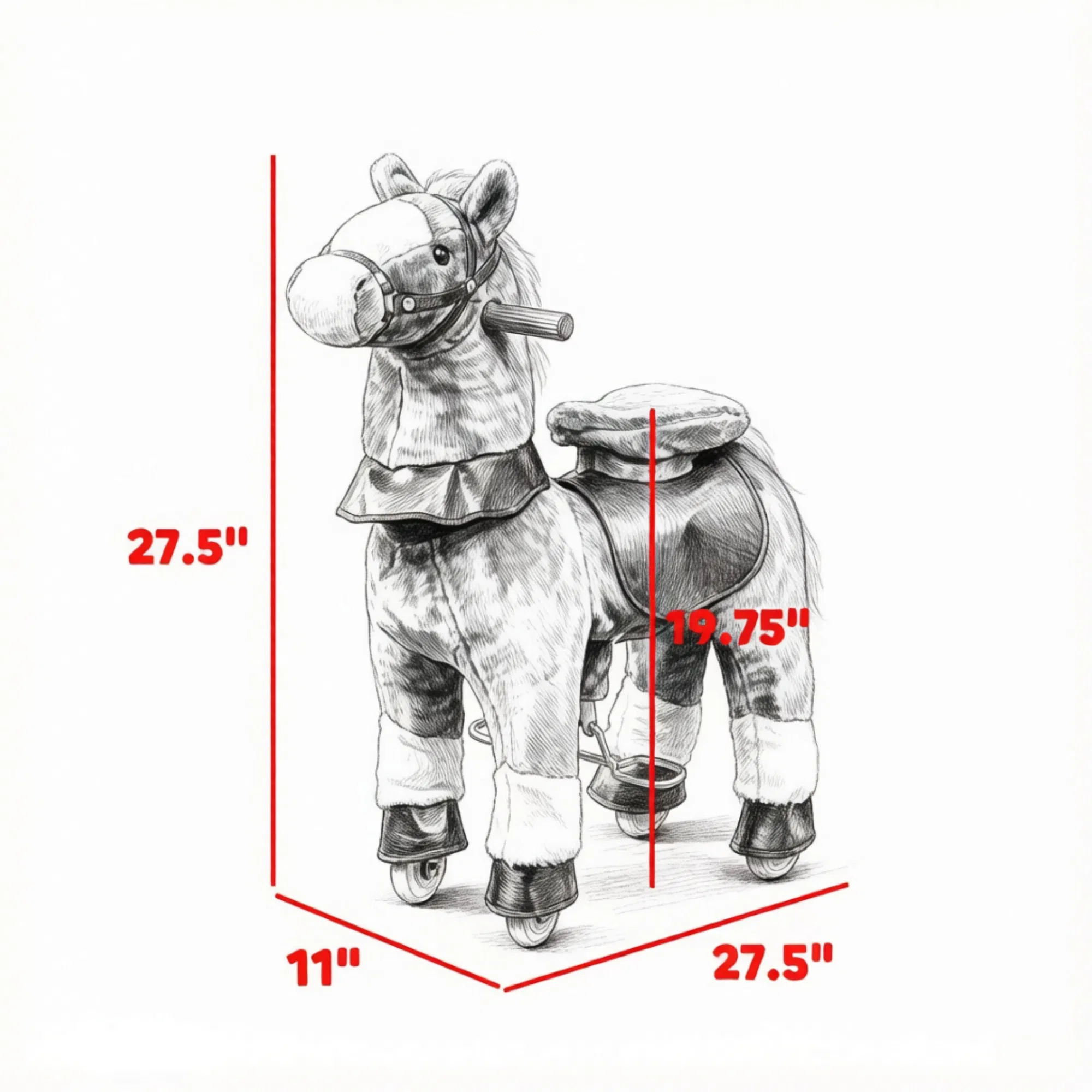 Kids Riding Pony Ride on Horse Toy for Outdoor Activity, Wheels & Neighing Sounds 3-5 Years — imagen 7
