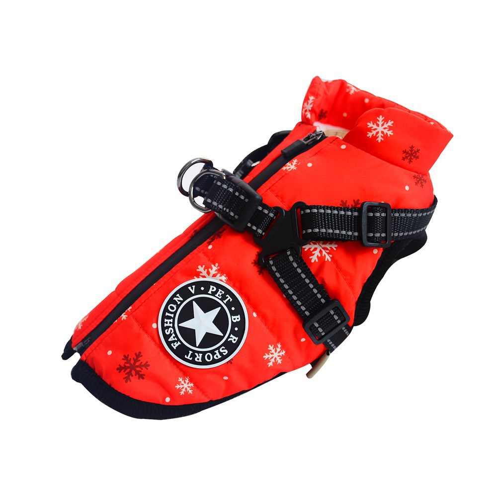 Autumn And Winter Pet Clothes Red Christmas Dog Cotton Clothes Reflective Warmth Small And Medium-Sized Dog Coat Clothing — image 5