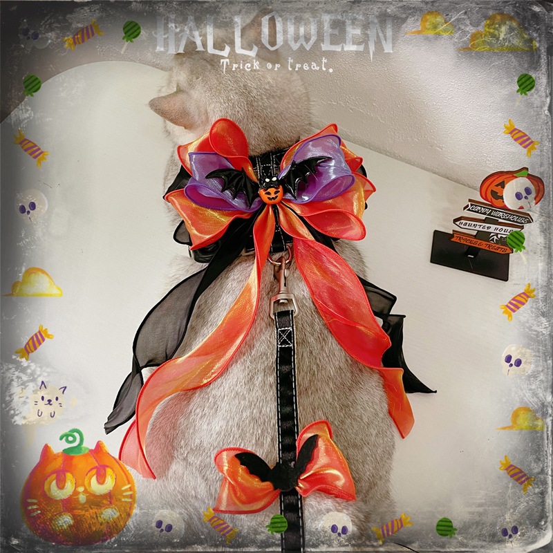 Halloween Cat Dog Ribbon Leash Adjustable Figure-eight Chest Harness Costume Photography Props — image 4