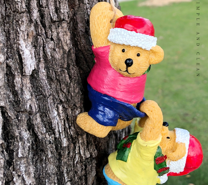 Christmas animal cartoon bear climbing rope decorations gifts outdoor pastoral courtyard crafts ornaments — image 1