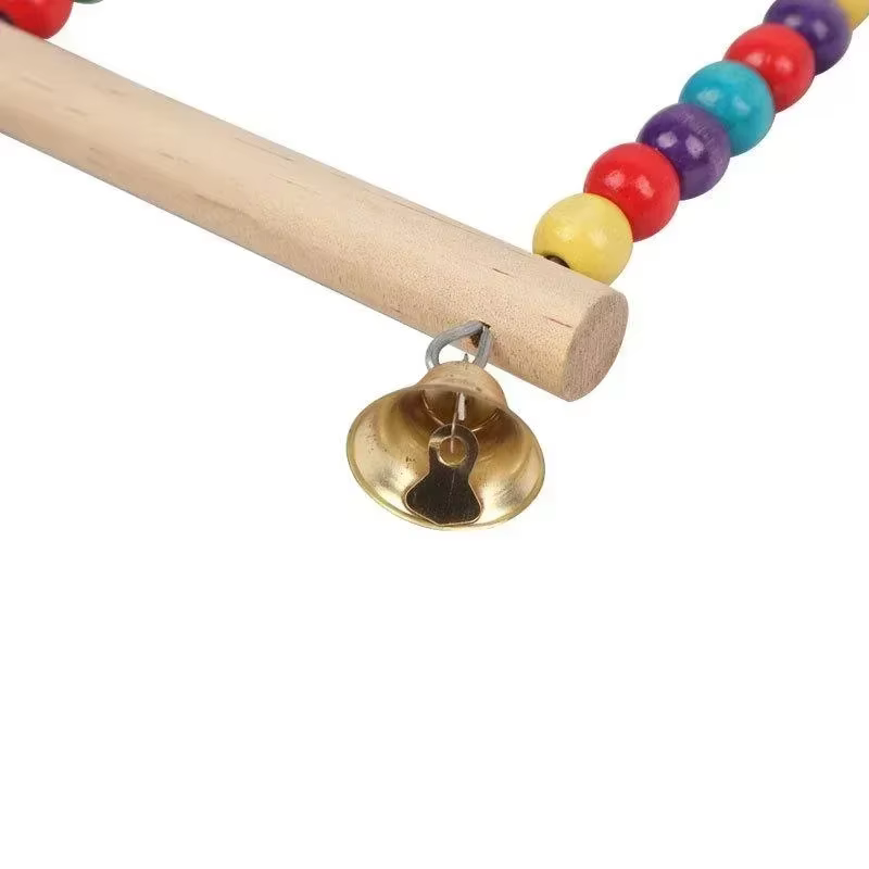 Juguetes de Colgar para Pájaros - Oscilador de Madera con Campanas y Anillos Acrílicos para Comida y Entretenimiento — imagen 5
