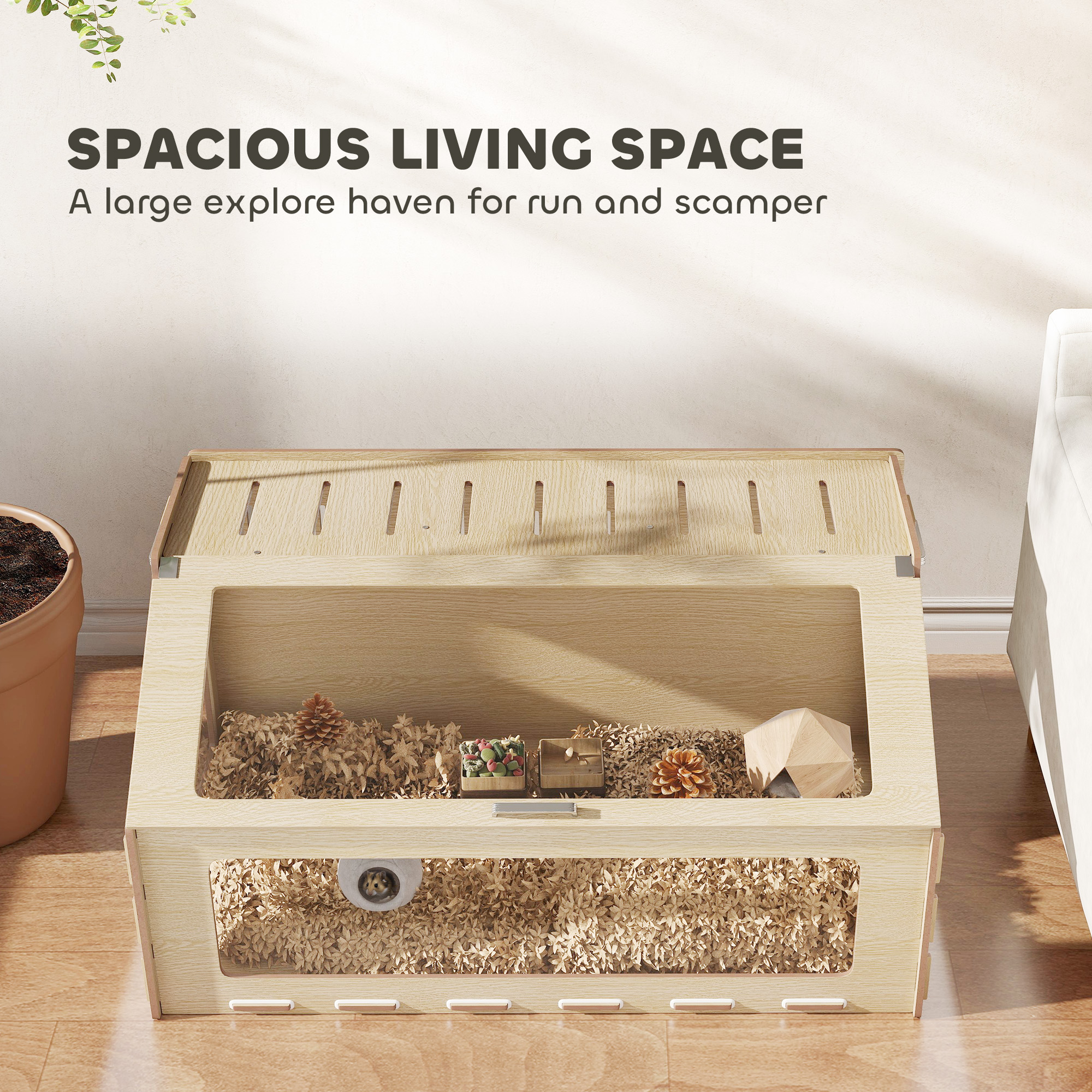 Habitat para Hámsters con Ventana Acrílica y Parte Superior Abordable para Hámsters Enanos, Conejos de Indias, Ratones y Roedores — imagen 3