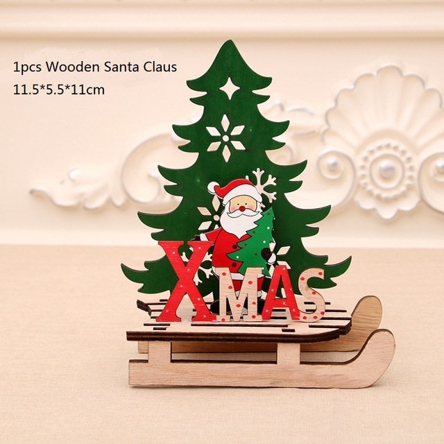 Pulseras y decoraciones de Navidad en madera con Santa Claus, renos y un ciervo para adornar el árbol de Navidad — imagen 9