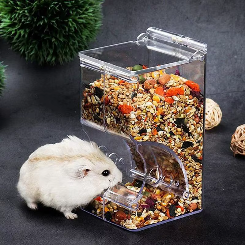 Alimentador Automático Transparente para Hamsters y Conejos de Alimento Plástico Contenedor Dispensador — imagen 1