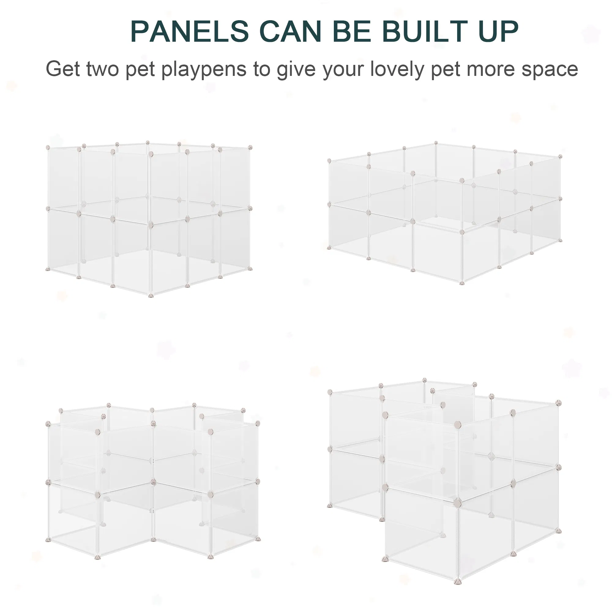 Small Animal Cage Plastic Chinchilla Cage 12 Panels for Bunny Chinchilla Guinea Pig, 18" x 14", White — image 2