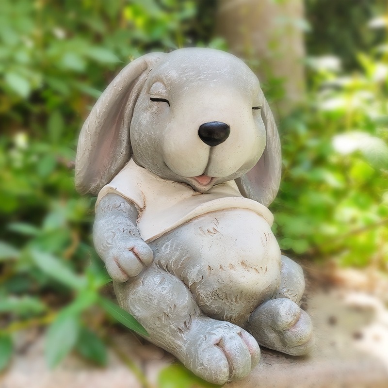 Garden decoration decorations, garden cartoon rabbits, sleeping rabbits — image 3