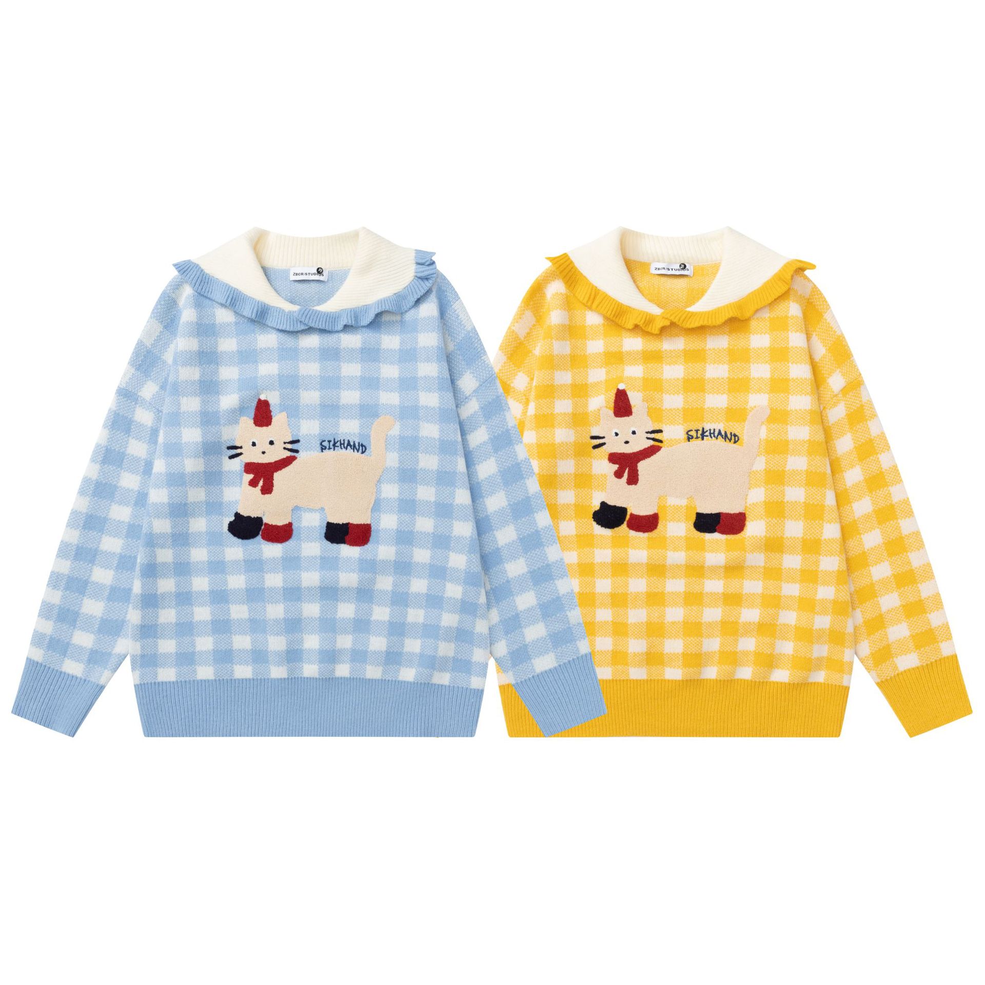 Big collar cat embroidered sweater — image 6