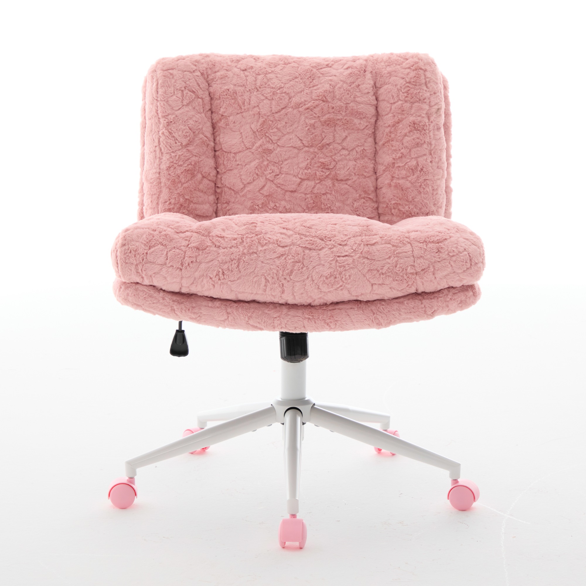 Silla de Oficina con Pelo de Conejo Artificial 26.4 Pulgadas de Ancho de Asiento, Base Metálica Ajustable, Silla para Estudio y Vestidor — imagen 4