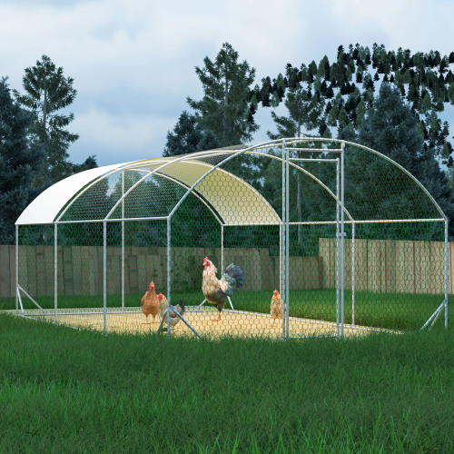 Large Chicken Coop Metal Chicken Run With Waterproof And Anti-UV Cover, Dome Shaped Walk-in Fence Cage Hen House For Outdoor And Yard Farm Use, 1 Tube Diameter, 9.84 X 19.68 X 6.56 — imagen 9