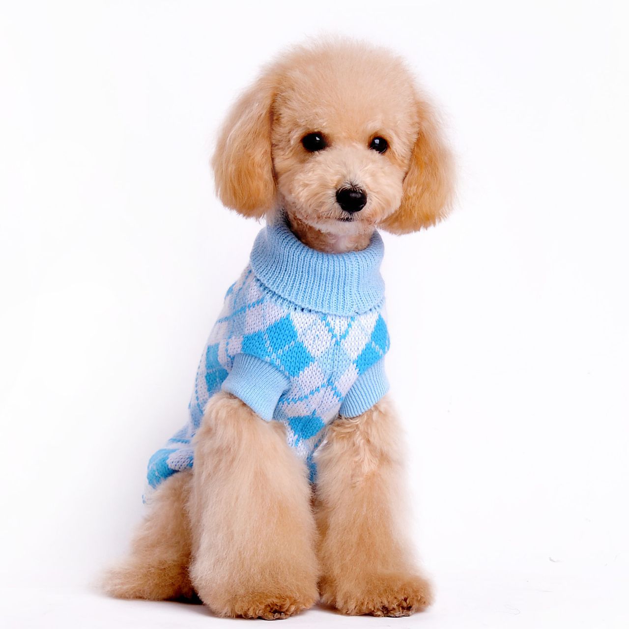 Ropa de Perro para Otoño e Invierno Sudadera Geométrica Rombo de Cuadrado Chaqueta de Lana para Mascotas Ropa de Teddy, Bichón, Poodle y Chihuahua — imagen 7