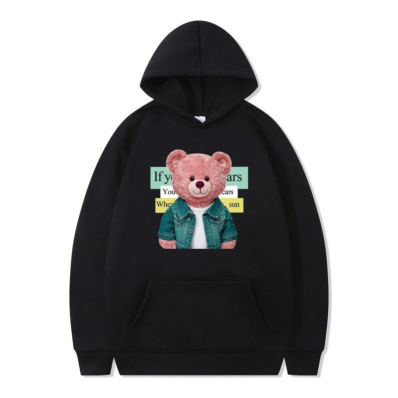 Bear Print Women's Long Sleeve Hooded Sweatshirt Bulk — image 2