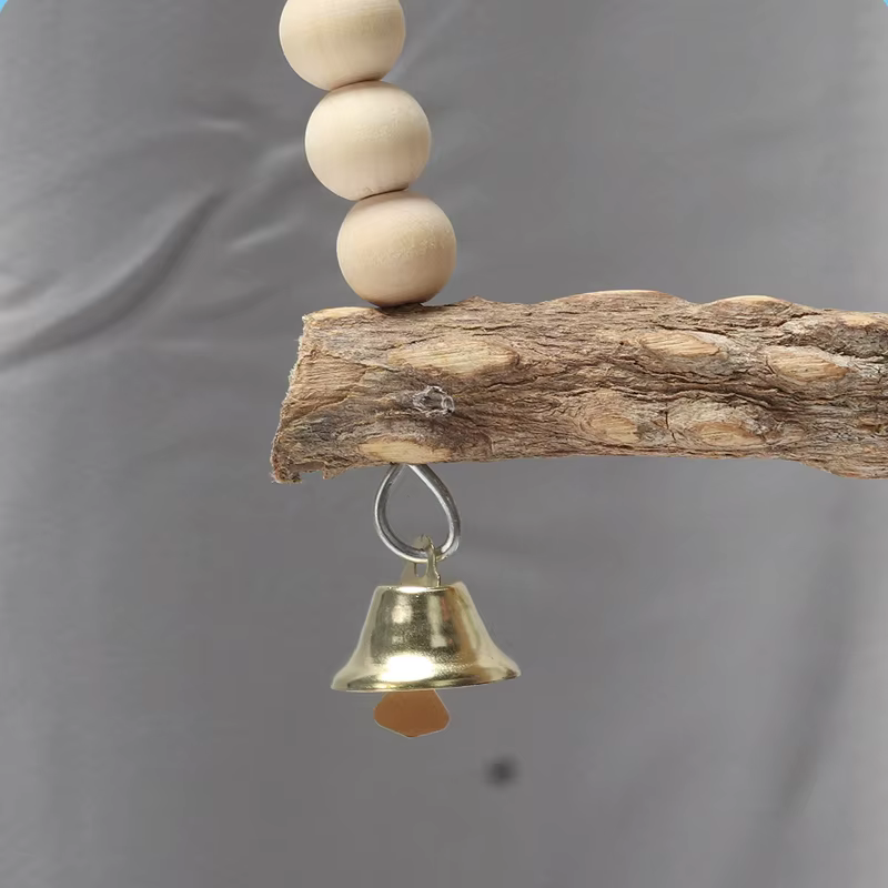 Wooden Bird Swings Training Toy with Hanging Bell for Cockatiels Parakeets Cage Accessories Birdcage Parrot Perch Stand Play Gym — image 4