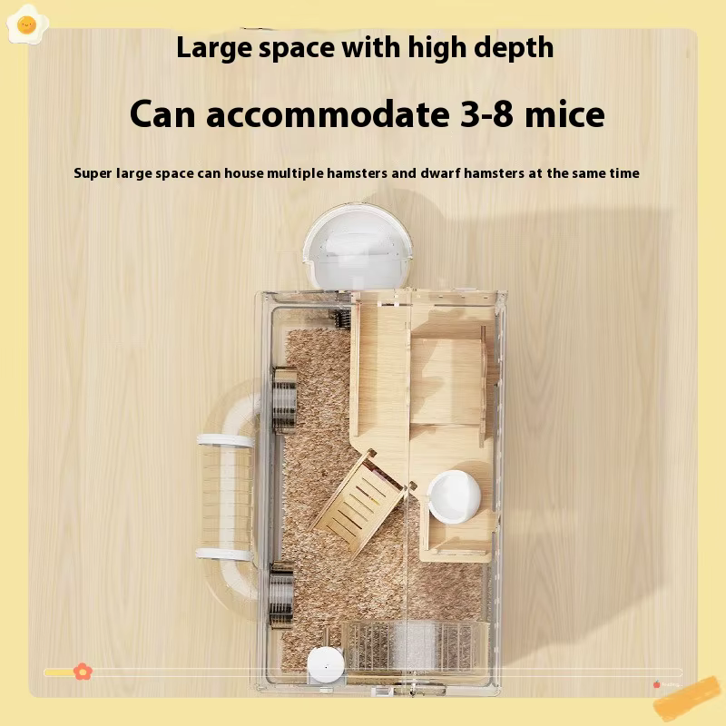 Hamster Cage for Hamster Spacious Clear Acrylic Rodent Home With Accessories Gerbil Mouse Habitat Small Pet Supplies — image 3
