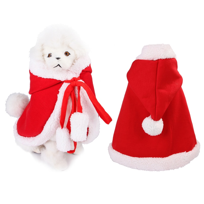 Pet Christmas Hooded Cloak Cute Cats Dogs Xmas Costume Winter Christmas Clothes Small Animal Hooded Cloak Fashion Dog Cat Cloth — image 5