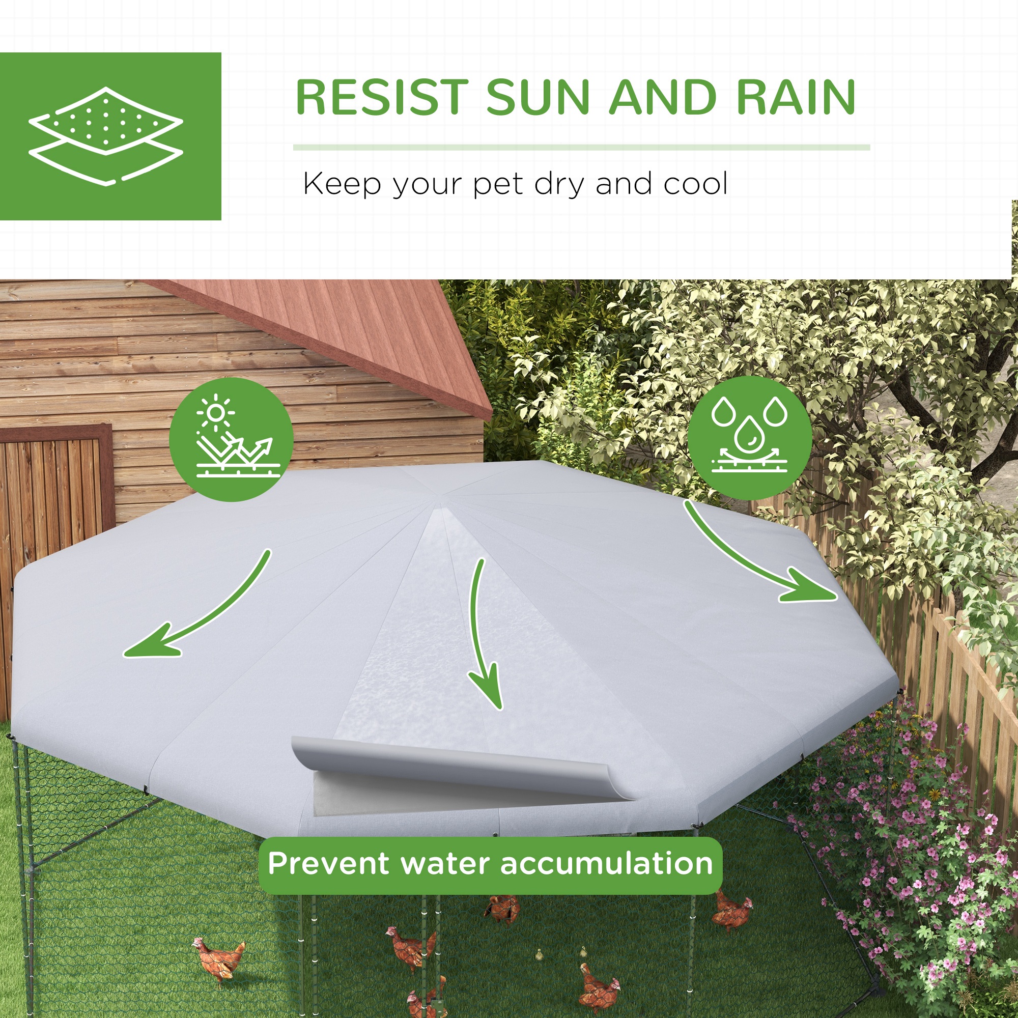 Cobertizo para Gallinas de 17,1 ft x 15,7 ft con Techo para 19-25 Pollos — imagen 5