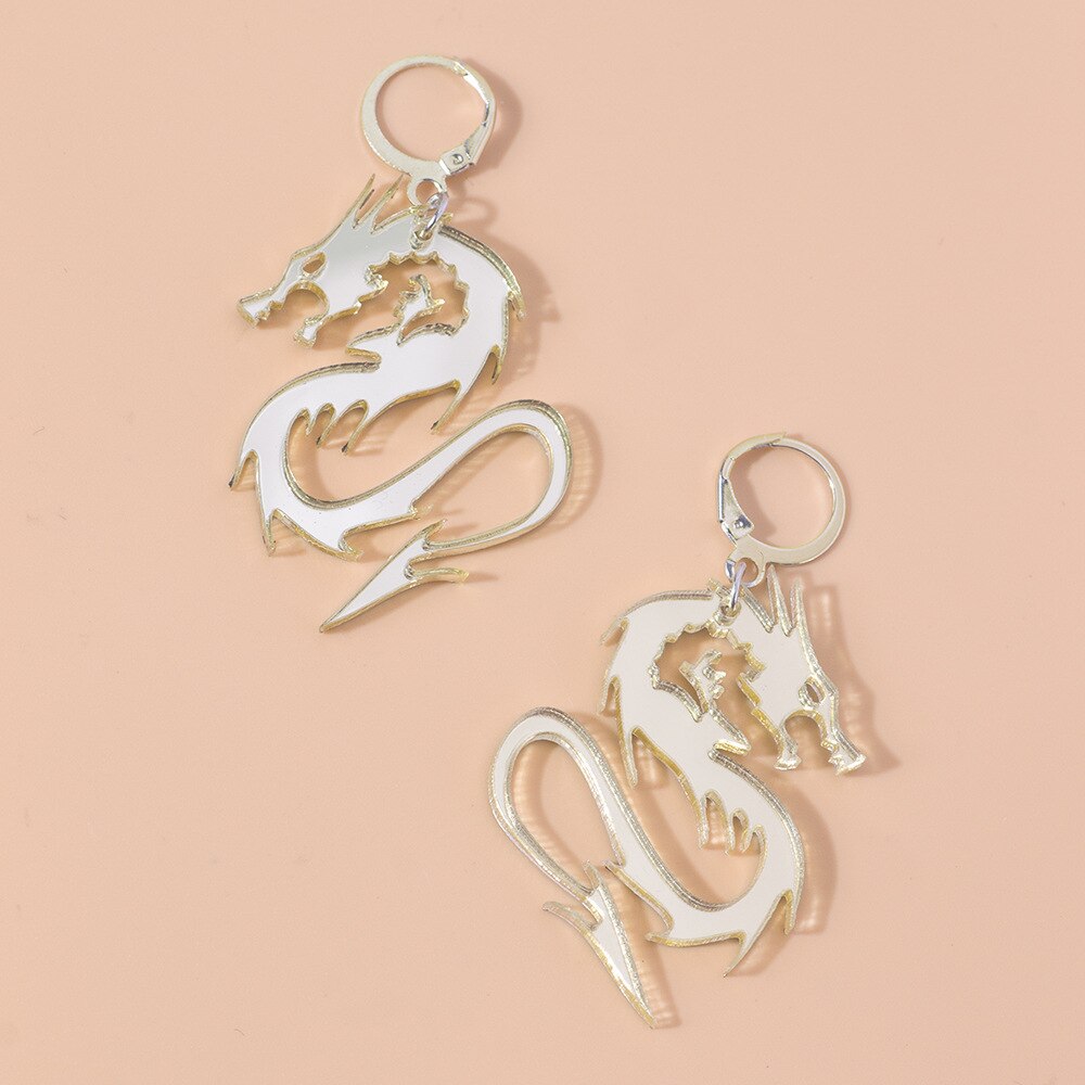 Pulseras de Dragón en Estilo Chino con Superficie Espejada, Color Dorado y Plateado para Mujer Joyería Punk — imagen 8